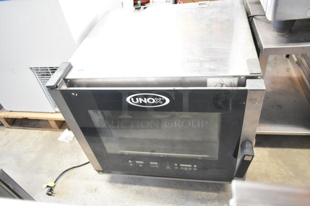 Unox Cadco XAV305 stainless steel convection oven, countertop electric, 208-240V, clear glass door, visible control panel.