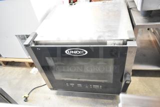 Unox Cadco XAV305 stainless steel convection oven, countertop electric, 208-240V, clear glass door, visible control panel.