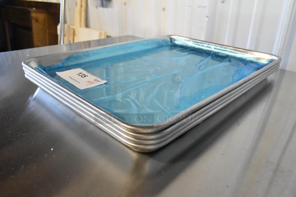 4 Choice 407BUNHALF aluminum bun pans, half size, 13"x18", 19 gauge, new with scratch and dent; label says "735 4X".