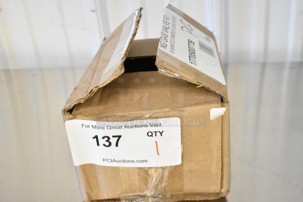 Cardboard box of Avantco 177050077B Natural Gas Valve, scratch and dent, includes labels with auction number 137.