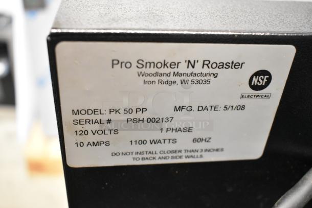 Pro Smoker N Roaster PK50PP Metal Electric Smoker, 120V, 1 Phase, Model PK50PP, Serial PSH 002137, NSF certified.