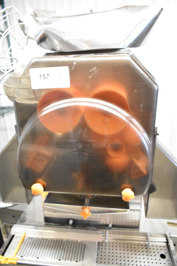 2018 Citrocasa 8000XB stainless steel citrus juicer, commercial floor style, with visible brand marking and ID tag #157.