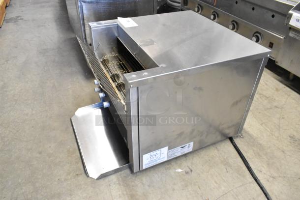 Vollrath JT3H stainless steel conveyor toaster oven, 220V, 1 phase, excellent condition, visible control knobs and power cord.