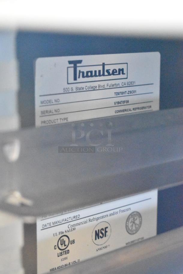Traulsen TD078HT-ZSC01 label, indicating a stainless steel commercial seafood display case. 115V, 1 Phase, NSF listed.