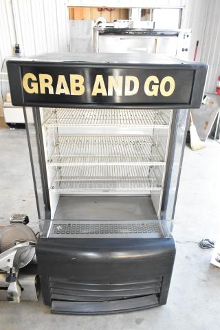 2017 True TAC-14GS-LD merchandiser, open style, black, with "Grab and Go" sign, 115V, 1 phase, good condition.