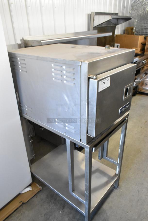 Cleveland 21CET8 SteamCraft Ultra 3 stainless steel single deck steam cabinet on stand, 208V, 3-phase, commercial use.
