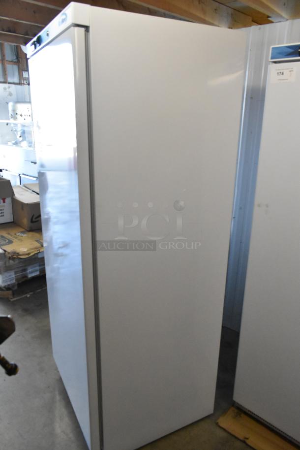 Brand new KoolMore KM-FMD12WH metal 20 Cu. Ft. commercial reach-in refrigerator, scratch and dent, 115 volts, 1 phase.