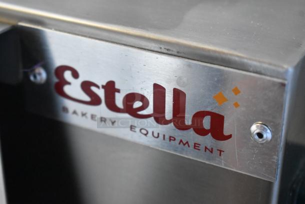 Estella 348EDS18S Stainless Steel 18" Countertop Dough Sheeter, brand new with scratches. 120V, 1 Phase. Label shows branding.