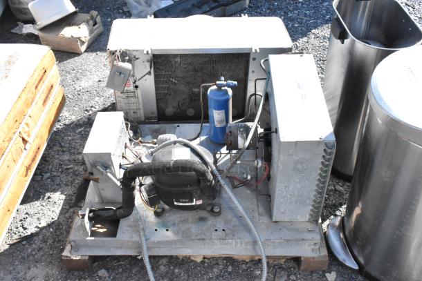 Kolpak Walk-In Box compressor with Copeland RST55C1E-CAA-901, 115 Volt; includes TPLP106MAS1BR6 evaporator fan, used condition.
