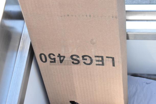 Brand new Steelton 522BS3T38 3 Bowl 18-Gauge Underbar Sink, 38"x18¾", shown in packaging, slight scratches on stainless steel.