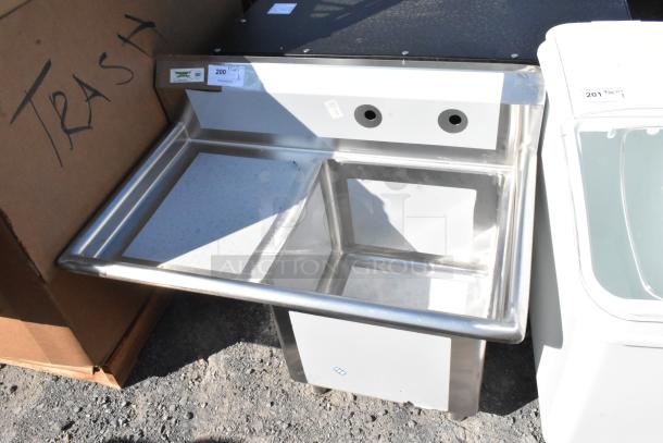 BRAND NEW SCRATCH AND DENT! Regency 600S1181818L Stainless Steel Commercial Single Bay Sink, left side drain board, no legs.