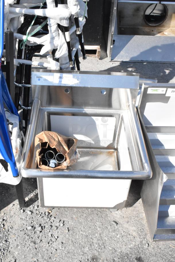 Brand new Steelton 522CS11818N stainless steel single bay sink with minor scratches, includes installation hardware.