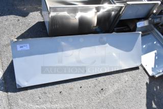 BRAND NEW Stainless Steel Wall Mount Shelf with Pot Rack, scratch and dent condition, auction tag reads "206."
