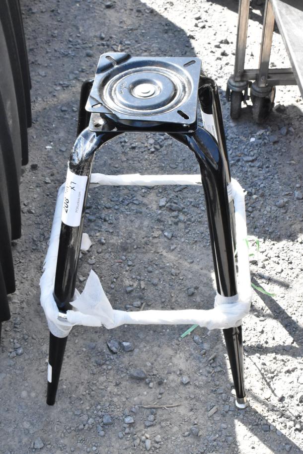 Black metal bucket stool frame, scratch and dent condition, new. Includes protective wrap and auction tag.