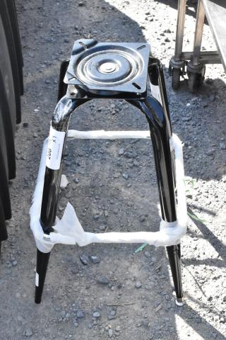 Black metal bucket stool frame, scratch and dent condition, new. Includes protective wrap and auction tag.