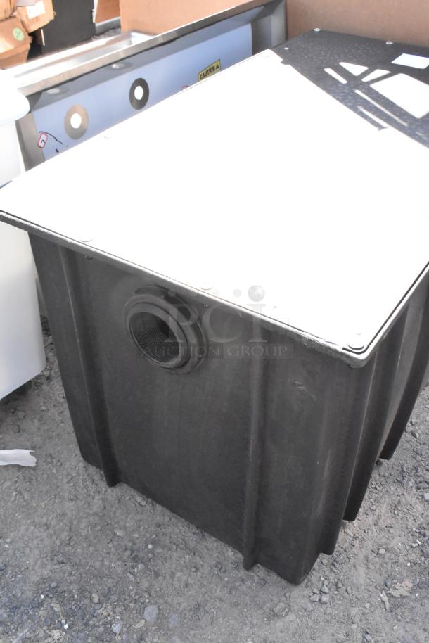 BRAND NEW Ashland PolyTrap 4875 150 lb. grease trap, threaded connections, minor scratches, durable black poly material.
