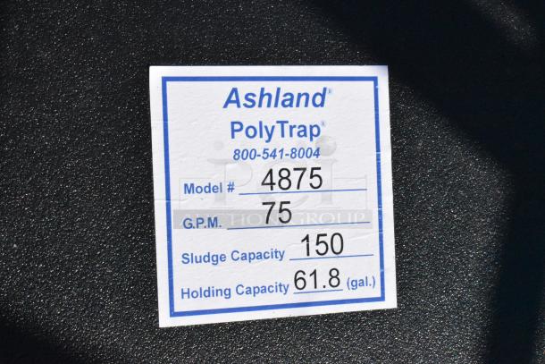 BRAND NEW Ashland PolyTrap 4875 Grease Trap, 150 lb. capacity, threaded connections, model #4875, holds 61.8 gallons.