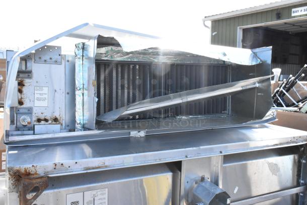 4' CaptiveAire 4830 ND-2 stainless steel commercial grease hood with make-up air vent, visible rust on metal parts.