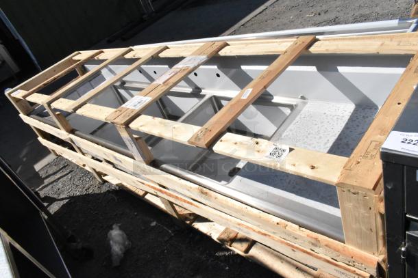 BRAND NEW Elkay 1-32126X24-2-24 Stainless Steel 3 Bay Sink with Dual Drain Boards, crated, no legs included.