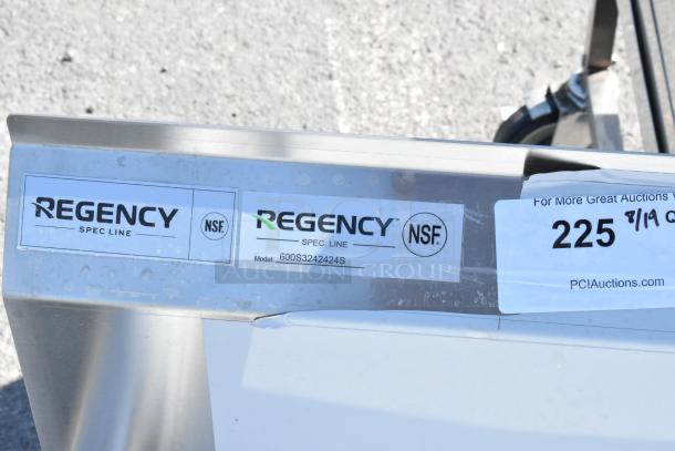 Regency 600S3242424S stainless steel commercial sink, brand new with scratches, three 24" bowls, 2 drainboards, NSF certified.