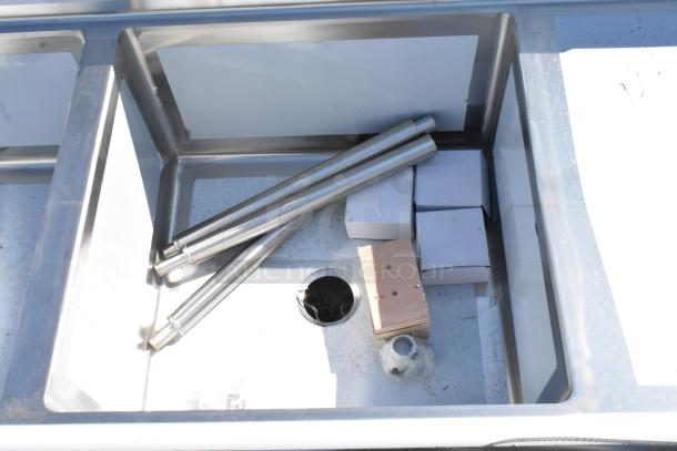 "Brand new Regency 600S3242424S stainless steel commercial sink, three compartments, 14 gauge, scratch and dent, 24x24x14 bowls."