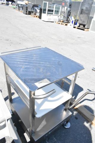 Face to Face Stainless Steel Meat Slicer Equipment Stand on Commercial Casters. - Item #1202201