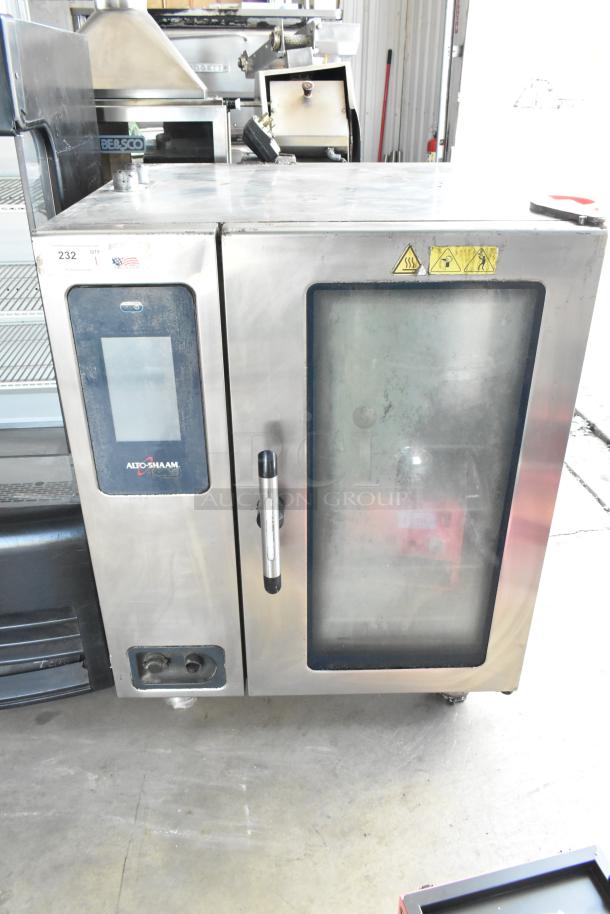 2018 Alto Shaam CTP10-10E stainless steel combi convection oven, electric, 208-240V, 3 phase, visible controls and labels.