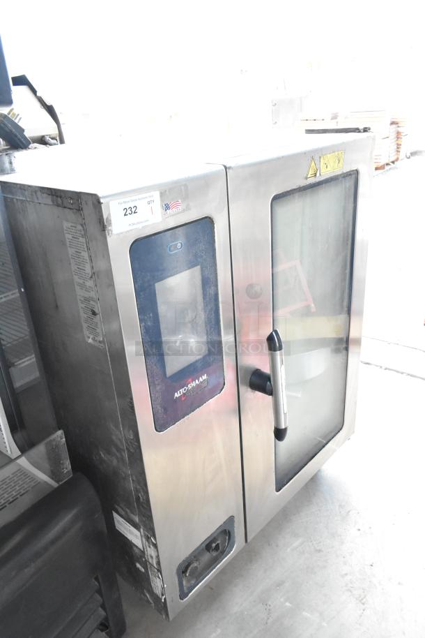 2018 Alto Shaam CTP10-10E stainless steel commercial electric combi convection oven, 208-240V, 3 phase, with tags.