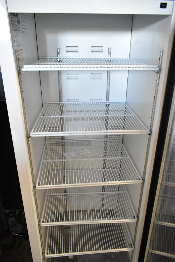 2019 Habco SE18 metal commercial cooler; single door, poly coated racks, 115 volts, 1 phase, excellent condition.