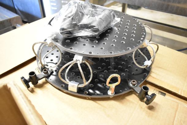Perforated 2 Tier Unit, metal construction, round design, equipped with secure cables. New in packaging on cardboard.