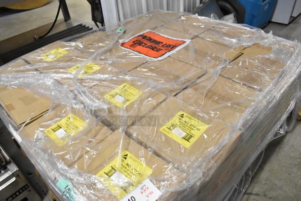 40 unopened boxes containing 25515C Pro Poxy 20 Epoxy Putty and 271543 Econ-o-grip Plugs, wrapped in plastic with visible labels.
