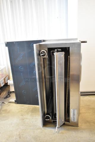 Garland stainless steel commercial salamander cheese melter, natural gas powered, with backsplash, excellent condition.