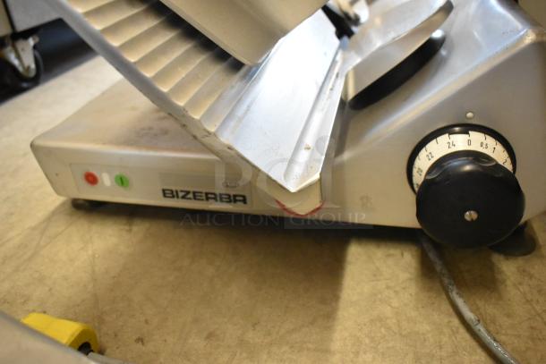 2020 Bizerba GSP H commercial meat slicer, 120V, 1 phase, stainless steel, features control dial and power buttons, good condition.