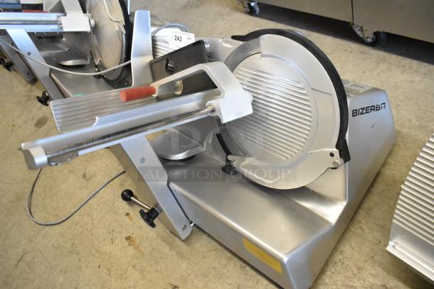 2020 Bizerba GSP H meat slicer, commercial countertop model. Silver, 120V, 1 phase. Excellent condition, brand label visible.