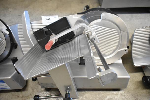 Bizerba GSP H metal commercial meat slicer, countertop model, 120 volts, 1 phase, stainless steel, excellent condition.