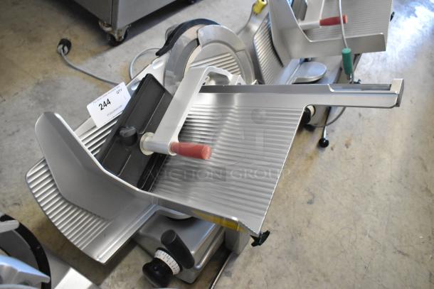 Bizerba GSP H metal commercial countertop meat slicer, 120V, 1 phase, with adjustable thickness control, in good condition.