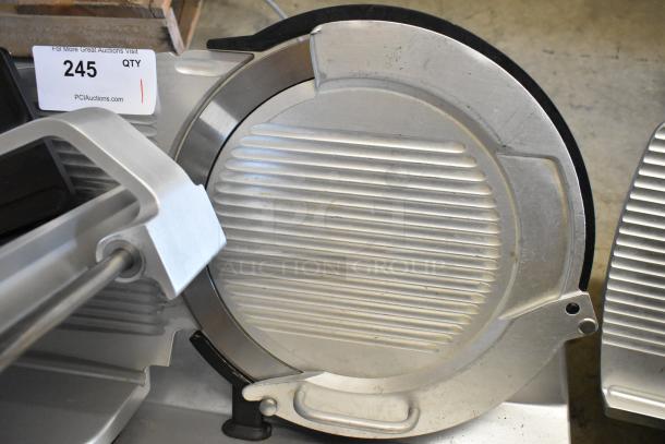 2016 Bizerba GSP H commercial meat slicer, excellent condition, 120V, 1 phase. Auction tag showing lot 245.