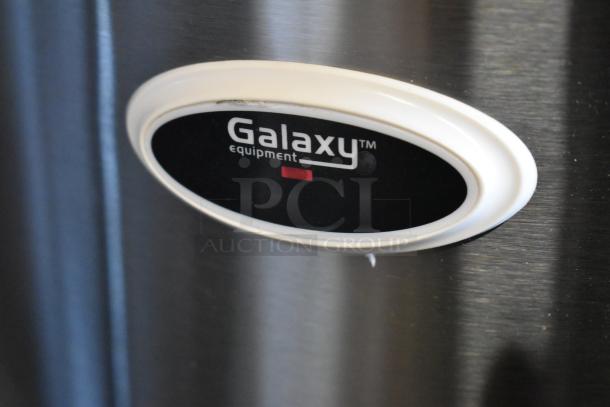 Brand new Galaxy 177RWG90 electric rice warmer, 90-cup, 2023 model, 120V, 1 phase, with visible scratch and dent, logo shown.