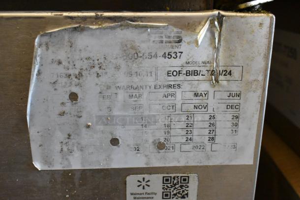 Giles EOF Stainless Steel Electric 3-Bay Deep Fat Fryer with Dumping Station, model EOF-BIB/L720/24, 480V, visible wear.