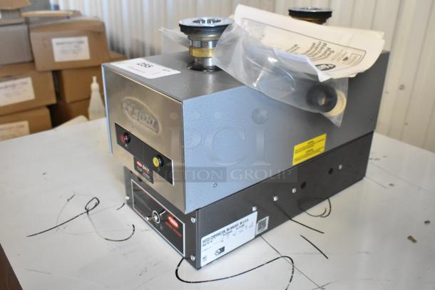 Brand new Hatco 3CS-9B 9 kW sanitizing sink heater, 208V, 3-phase. Metal construction with minor scratches, includes tags.