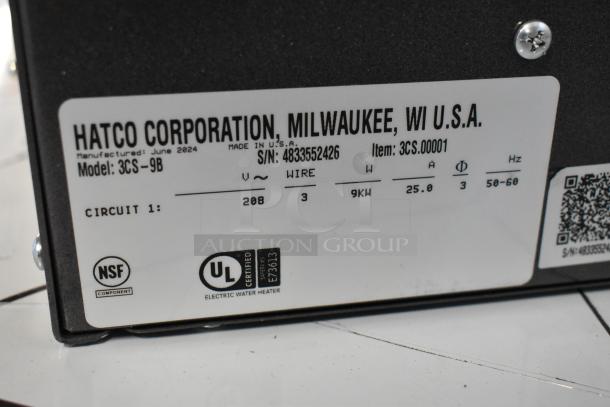 BRAND NEW Hatco 3CS-9B Sanitizing Sink Heater, 9 kW, 208V, 3 Phase, NSF and UL certified, with labeling for specifications.
