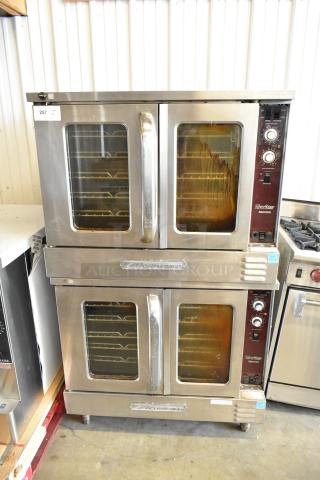 Southbend SilverStar stainless steel convection ovens, full size, view-through doors, metal racks, thermostatic controls.