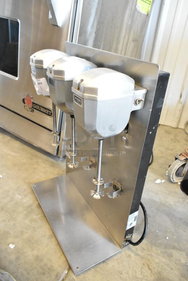 Waring DMC201DCA Stainless Steel 3-Head Drink Mixer, countertop model, 120 volts, excellent condition.