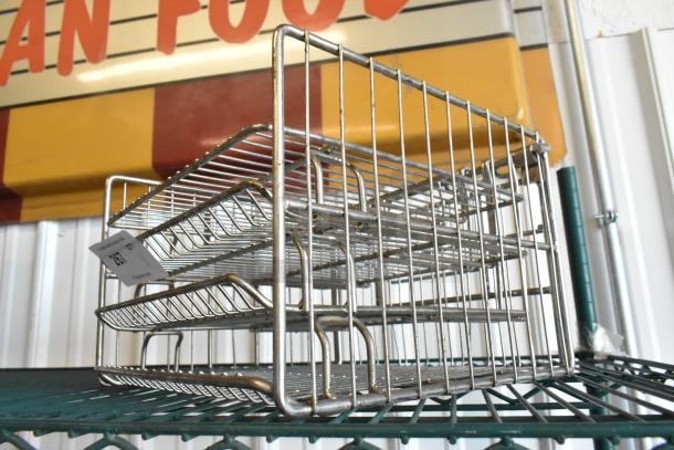 Metal pressure fryer rack, multi-tiered, durable construction, used condition. Auction tag labeled "Lot 267."