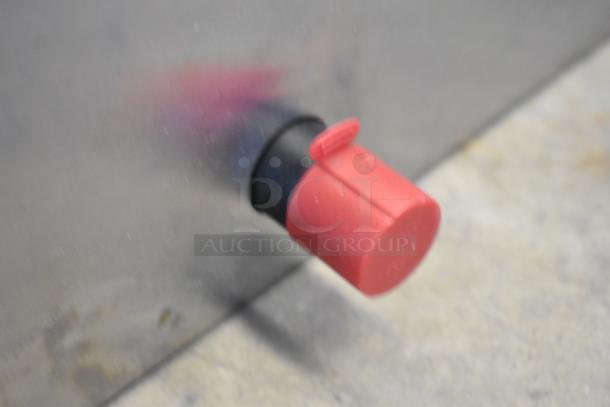 Red valve detail on 2023 Cooking Performance Group CPG 351FCPG30L Stainless Steel Propane Countertop Fryer.