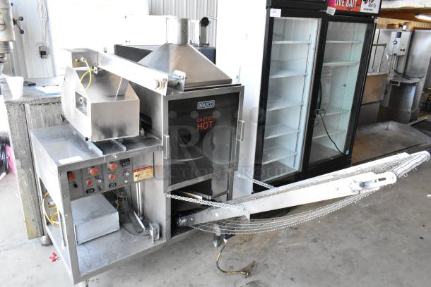 BE&SCO stainless steel commercial tortilla press/oven combo, Model Beta 900, natural gas, 240V, 1-phase, floor style.