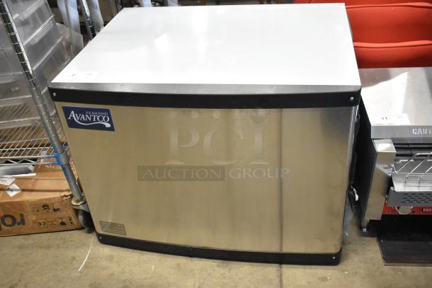 BRAND NEW Avantco 194MCF430A stainless steel ice machine, 397 lb capacity, 115V, 1 phase; minor scratches visible.