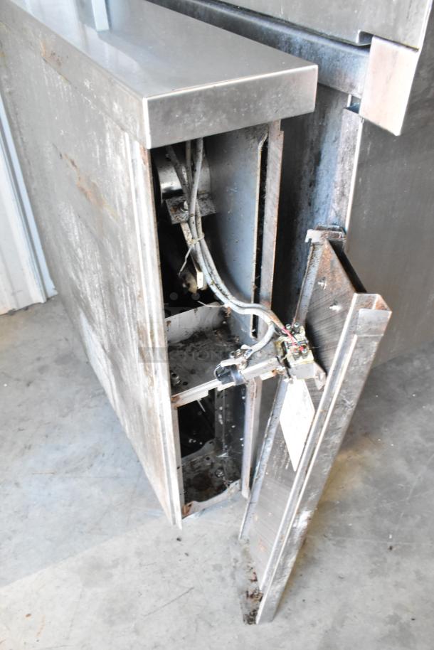 Electrolux stainless steel commercial braising pan, 208V, 3-phase. Visible wiring, surface wear, and rust apparent.