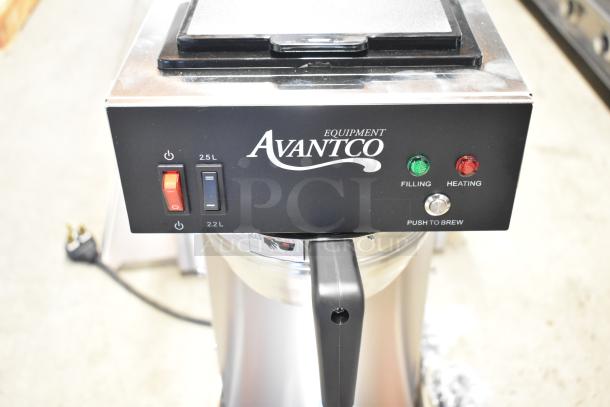 BRAND NEW Avantco 177CMAPADJ Stainless Steel Coffee Machine. Scratch and dent condition, 120 Volts, 1 Phase.