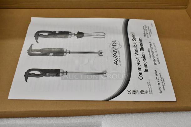 BRAND NEW AvaMix 928IBHD12 12" Heavy-Duty Immersion Blender, 1 1/4 hp, 120V. Features variable speed, tested and working.